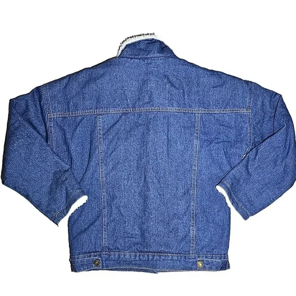 HengSheng Jeans Sherpa Lined Dark Denim Button-Down Jacket Winter MED Blue MENS - Picture 2 of 10